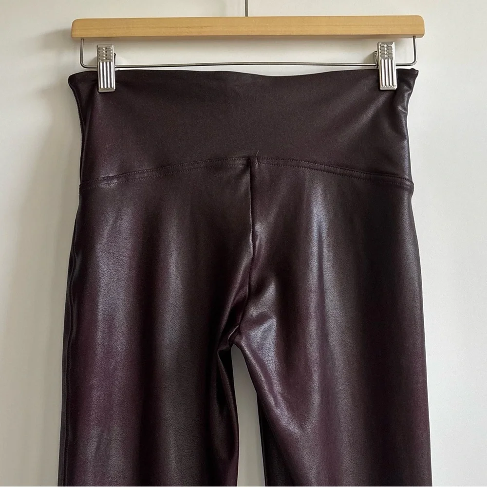 SPANX Faux Leather Leggings High-Waisted Wine Burgundy Size Large - Picture 13 of 16